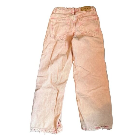 Zara Kids Distressed Straight Leg Jeans Pink Size 7 - Picture 3 of 7